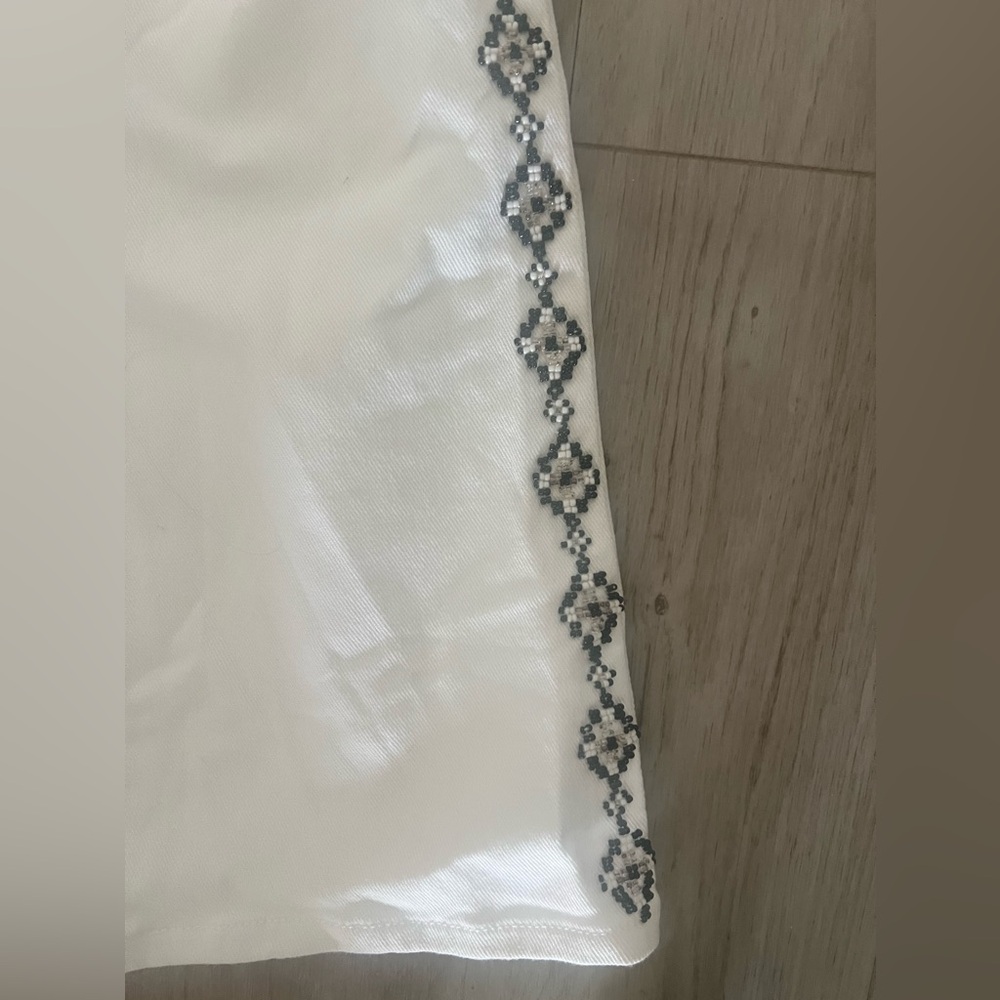 Lauren Ralph Lauren beaded embellished white jeans Aztec black white bead - Picture 5 of 5